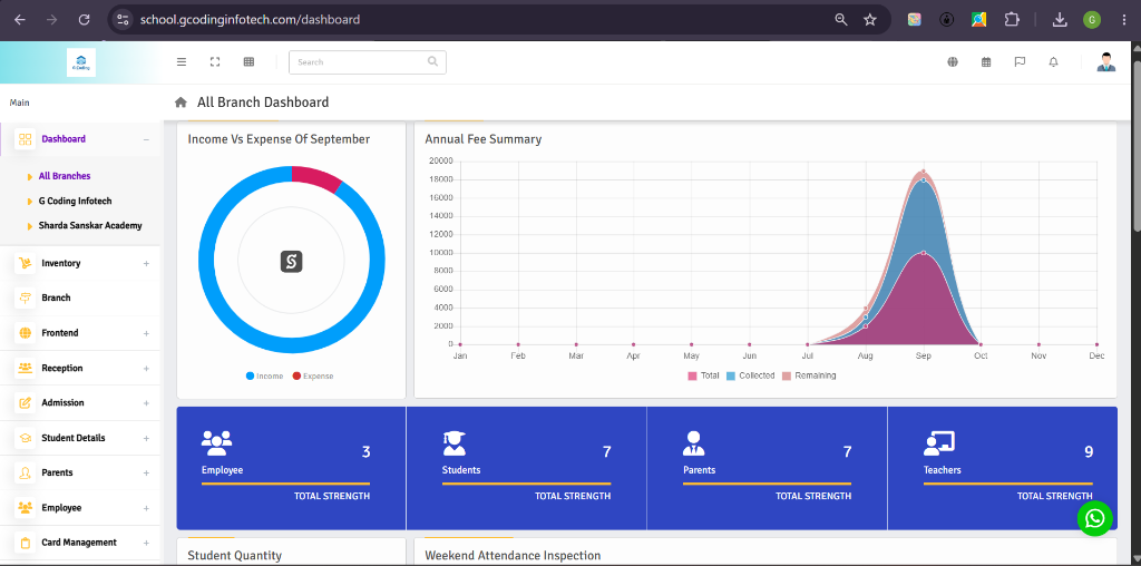 School ERP Dashboard Live Preview